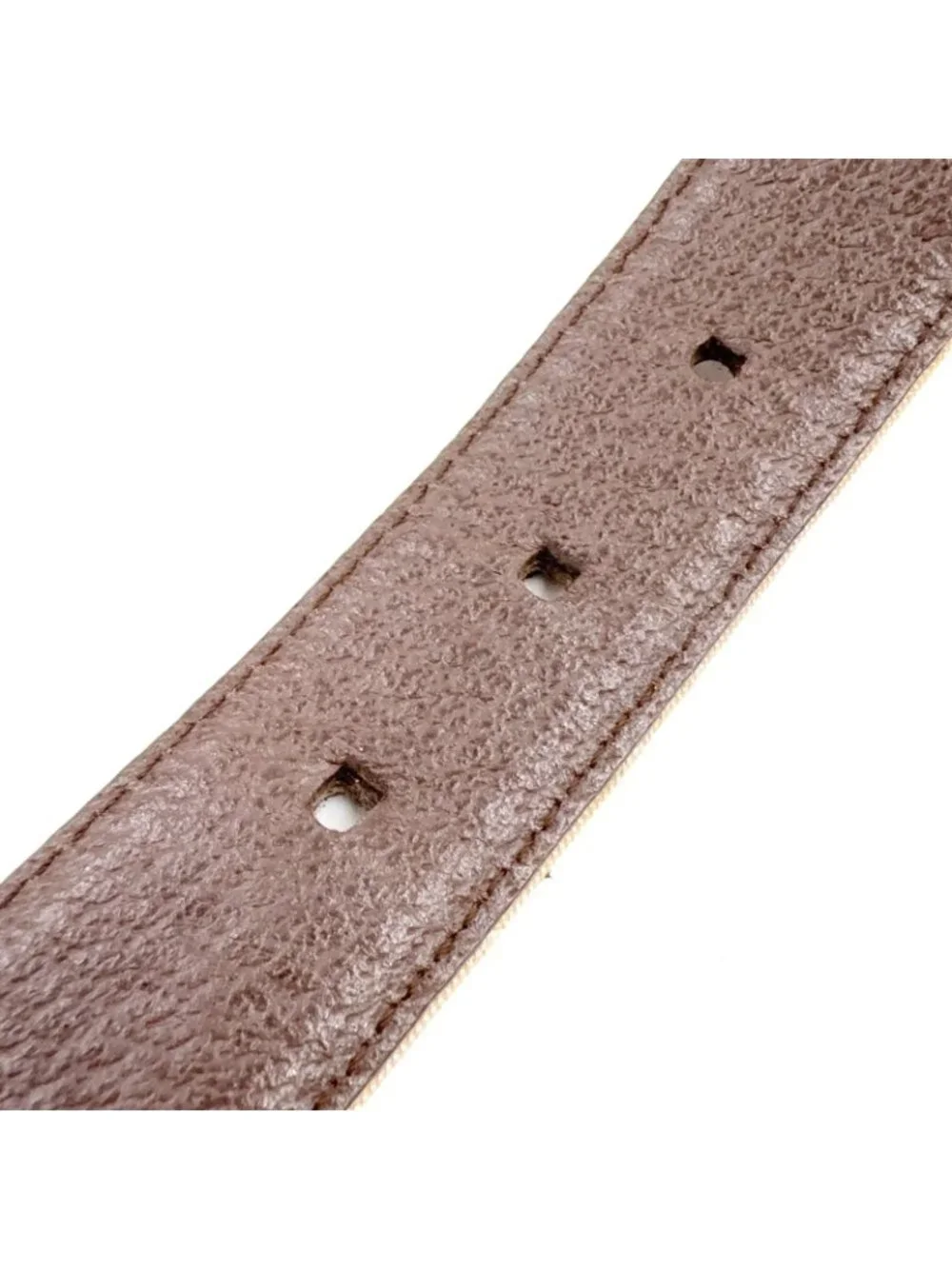 Bvlgari Logo Mania Leather Canvas Dark Brown Beige Belt Silver